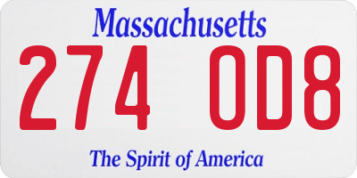 MA license plate 274OD8
