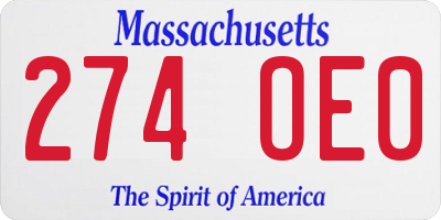 MA license plate 274OE0
