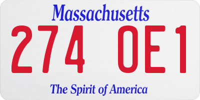 MA license plate 274OE1