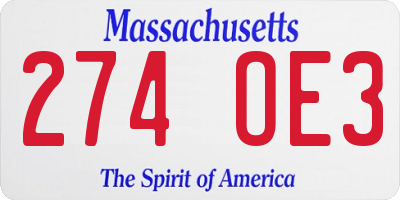 MA license plate 274OE3