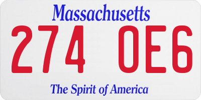 MA license plate 274OE6
