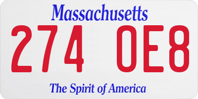 MA license plate 274OE8
