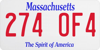 MA license plate 274OF4