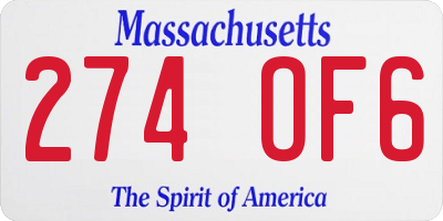 MA license plate 274OF6