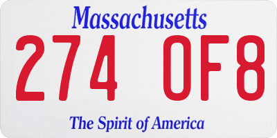 MA license plate 274OF8
