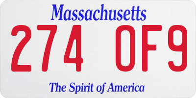 MA license plate 274OF9