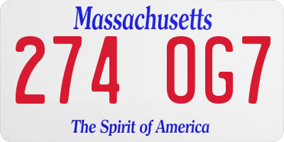 MA license plate 274OG7