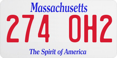 MA license plate 274OH2