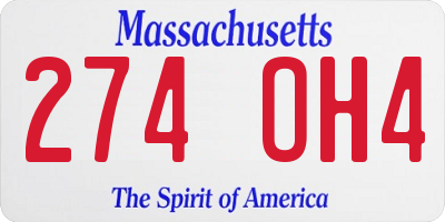 MA license plate 274OH4