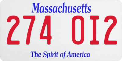 MA license plate 274OI2