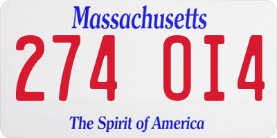 MA license plate 274OI4