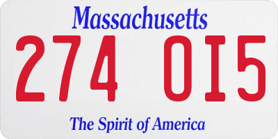 MA license plate 274OI5