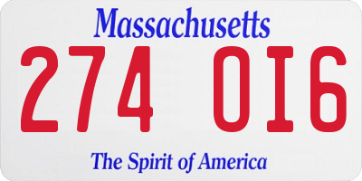 MA license plate 274OI6