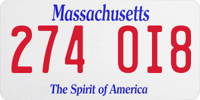 MA license plate 274OI8