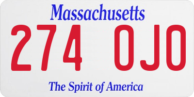 MA license plate 274OJ0