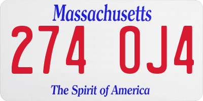 MA license plate 274OJ4