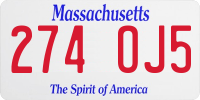 MA license plate 274OJ5