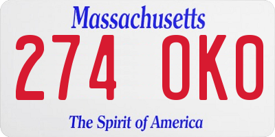 MA license plate 274OK0