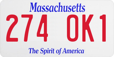 MA license plate 274OK1
