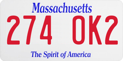 MA license plate 274OK2