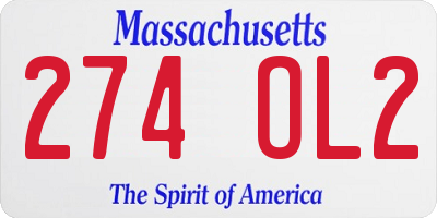 MA license plate 274OL2