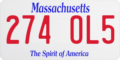 MA license plate 274OL5