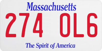 MA license plate 274OL6