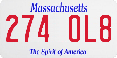 MA license plate 274OL8