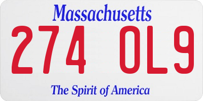 MA license plate 274OL9