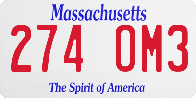 MA license plate 274OM3