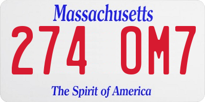 MA license plate 274OM7