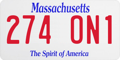 MA license plate 274ON1