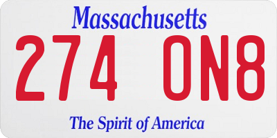 MA license plate 274ON8