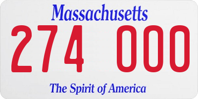 MA license plate 274OO0