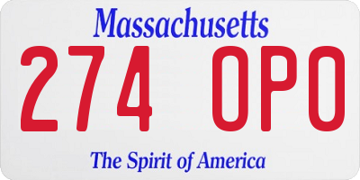 MA license plate 274OP0