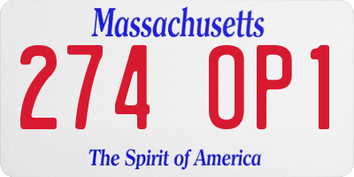 MA license plate 274OP1