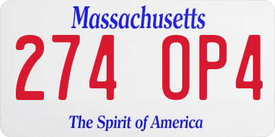 MA license plate 274OP4