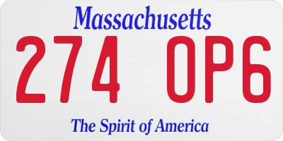 MA license plate 274OP6