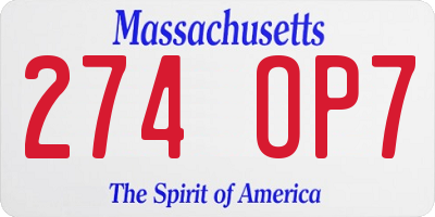 MA license plate 274OP7