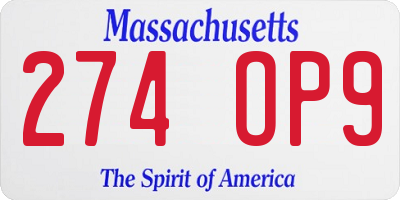 MA license plate 274OP9