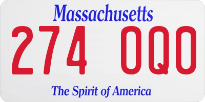 MA license plate 274OQ0