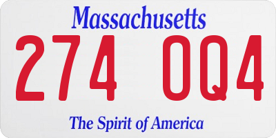 MA license plate 274OQ4