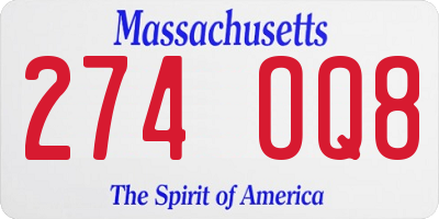 MA license plate 274OQ8
