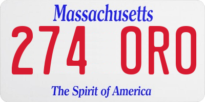 MA license plate 274OR0