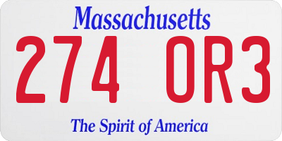 MA license plate 274OR3