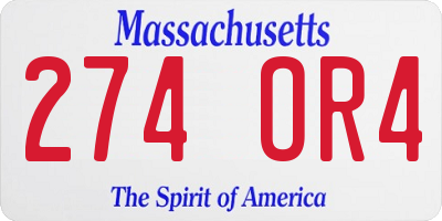 MA license plate 274OR4
