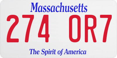 MA license plate 274OR7