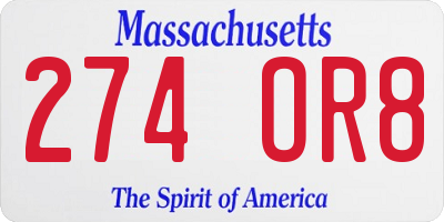MA license plate 274OR8