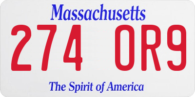 MA license plate 274OR9