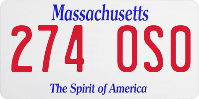 MA license plate 274OS0